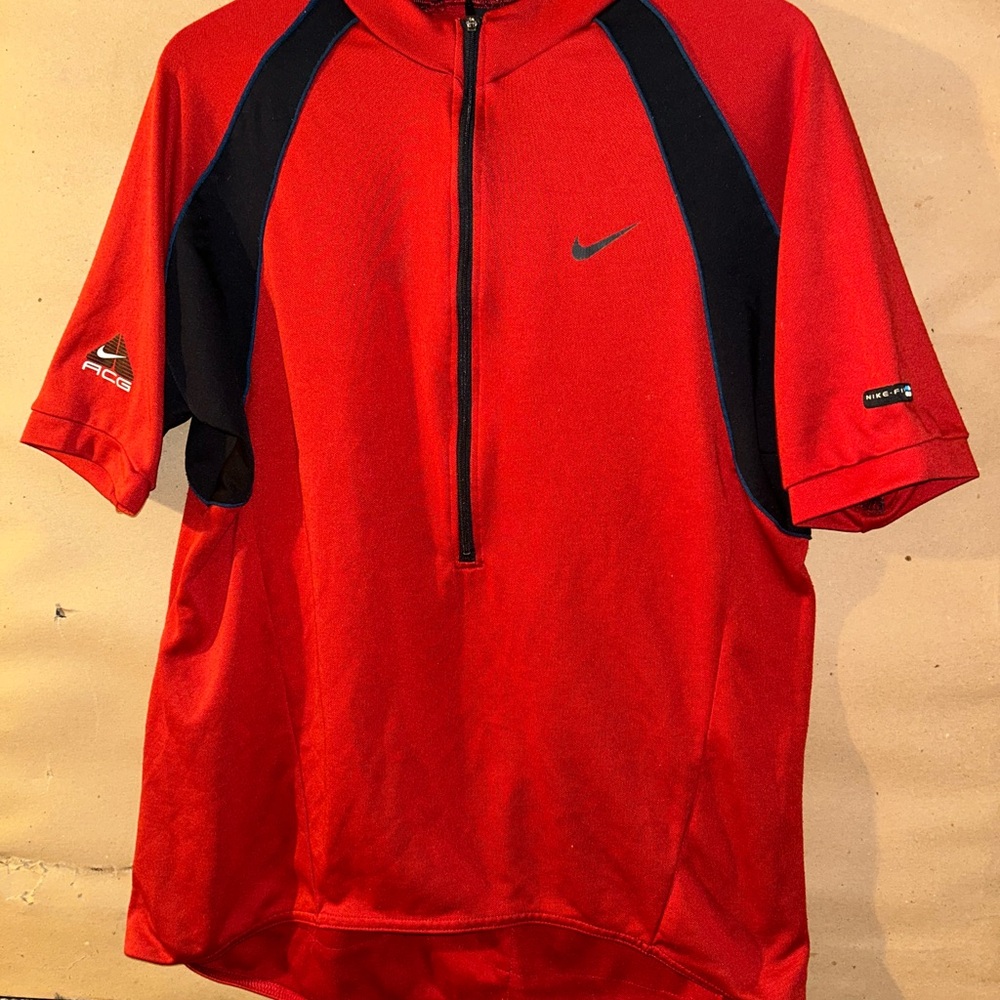 Nike-Fit Red and Black ACG Half-Zip Biking Shirt